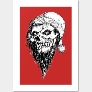 santa skull illustrations Posters and Art